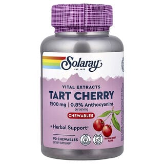 Solaray, Cereza ácida de Vital Extracts, Cereza natural, 90 comprimidos masticables (500 mg por comprimido masticable)