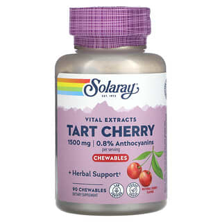 Solaray, Vital Extracts, вишня, натуральная вишня, 1500 мг, 90 жевательных таблеток (500 мг в 1 жевательной таблетке)