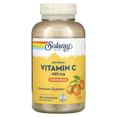 Solaray, Extended-Release Vitamin C Chewable Tablets, Natural Orange Flavor, 500 mg, 100 Chewable Tablets