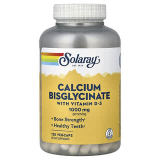 Solaray, Calciumbisglycinat, med vitamin D-3, 120 vegetabilske kapsler