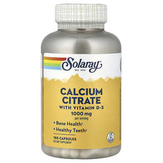 Solaray, Citrato de Cálcio com Vitamina D-3, 180 Cápsulas