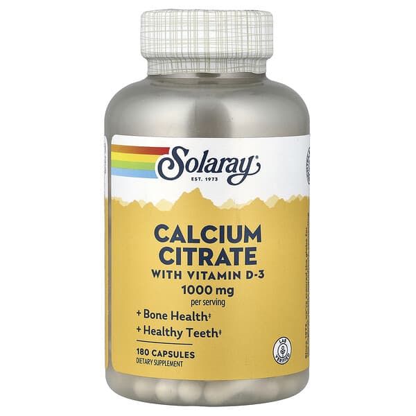 Solaray Calcium Citrate with Vitamin D-3, 180 Capsules
