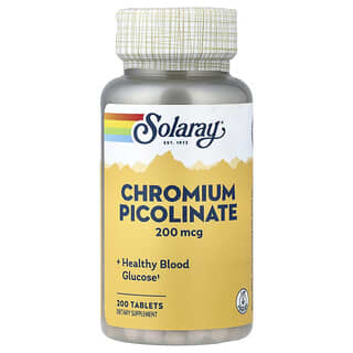 Solaray, Picolinato de cromo, 200 mcg, 200 comprimidos