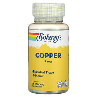 Solaray, Cobre, 2 mg, 100 cápsulas vegetales