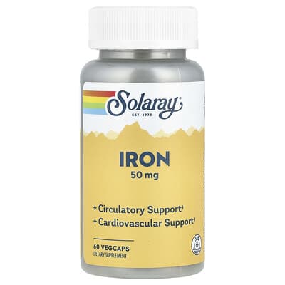 Solaray, Iron, 50 mg, 60 Vegetarian Capsules