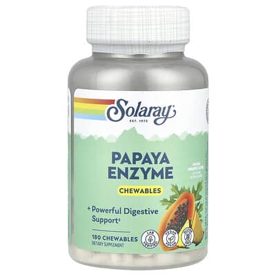 Solaray, Papaya Enzyme, Natural Pineapple Flavor, 180 Chewable Tablets