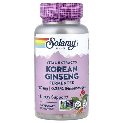Solaray, Vital Extract, Fermented Korean Ginseng, 150 mg, 30 Vegetarian Capsules