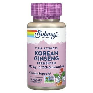 Solaray, Extractos vitales, Ginseng coreano fermentado, 150 mg, 30 cápsulas vegetales