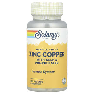 Solaray, Zinc Copper with Kelp & Pumpkin Seed, Zink-Kupfer mit Seetang und Kürbiskernen, 100 VegCaps