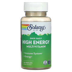 Solaray, Una vez al día, Suplemento multivitamínico de alta energía, Sin hierro, 60 cápsulas vegetales
