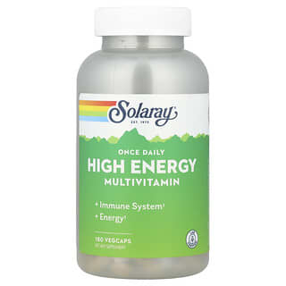 Solaray, Alta energía una vez por día, Suplemento multivitamínico, 180 cápsulas vegetarianas