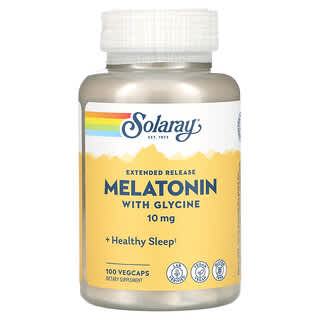 Solaray, Мелатонин с пролонгированным высвобождением с глицином, 10 мг, 100 растительных капсул