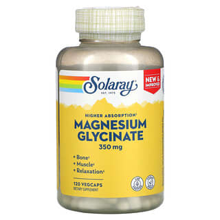 Solaray, Glicinato de Magnésio de Alta Absorção, 350 mg, 120 VegCaps