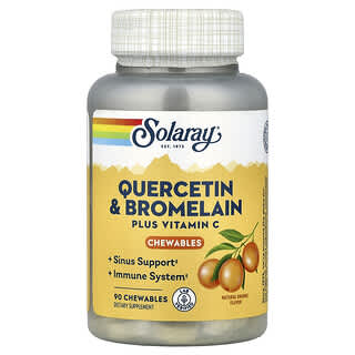 Solaray, Quercetin &; Bromelain Plus Βιταμίνη C Μασώμενα, Φυσικό Πορτοκάλι, 90 Μασώμενα