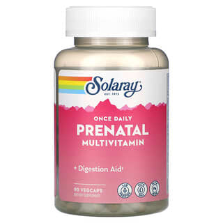 Solaray, Once Daily, multivitaminico prenatale, 90 capsule vegetali