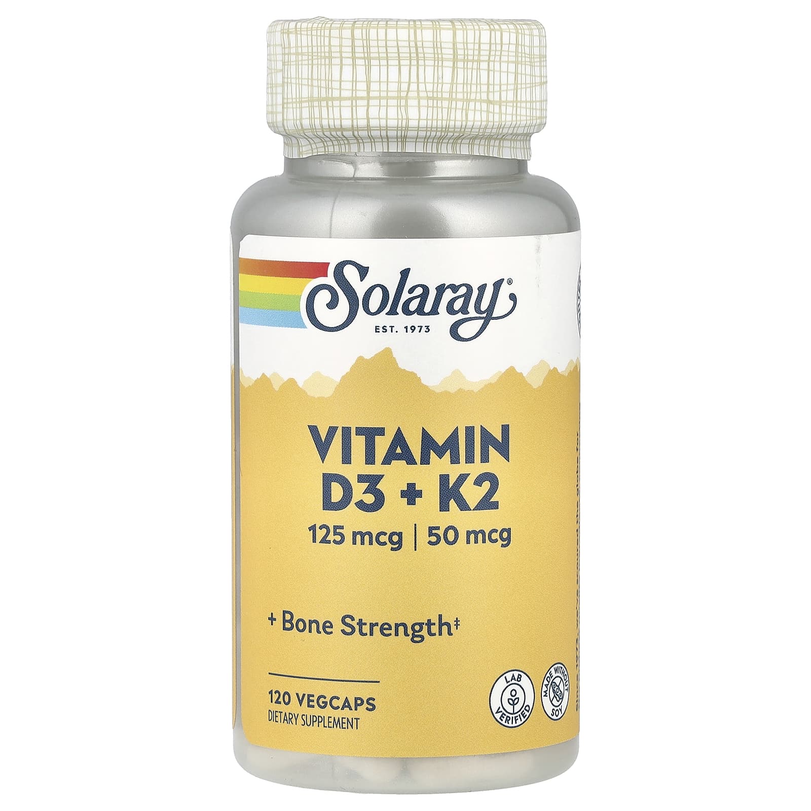 Solaray, 維他命 D3 + K2，無大豆，120 粒素食膠囊
