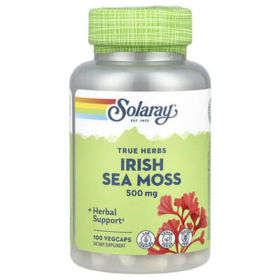 Solaray, True Herbs, Irish Sea Moss, 500 mg, 100 Vegetarian Capsules