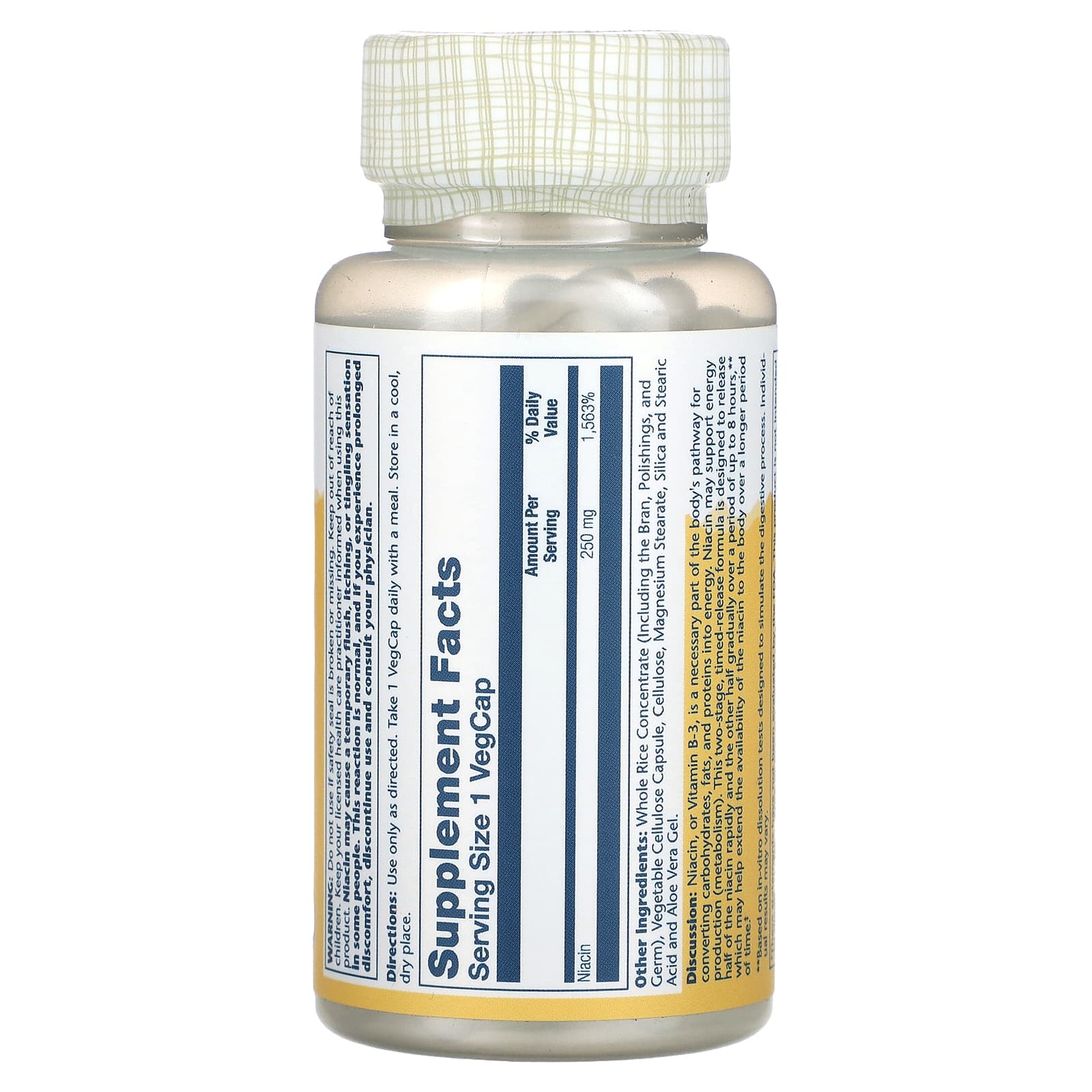 Solaray, Timed-Released Niacin, 250 mg, 100 VegCaps