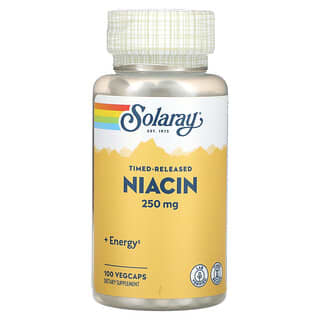 Solaray, Niacina a rilascio prolungato, 250 mg, 100 capsule vegetali