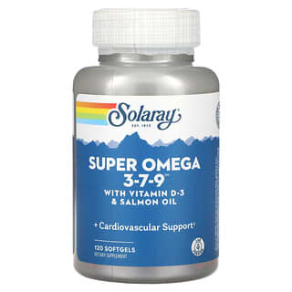 Solaray, Super Omega 3-7-9 mit Vitamin D-3 und Lachsöl, 120 Weichkapseln