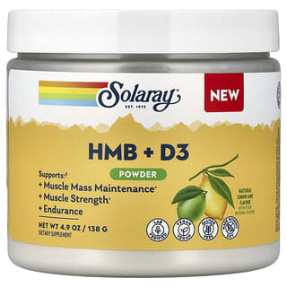 Solaray, HMB и D3 в порошке, натуральный вкус лимона и лайма, 138 г (4,9 унции)