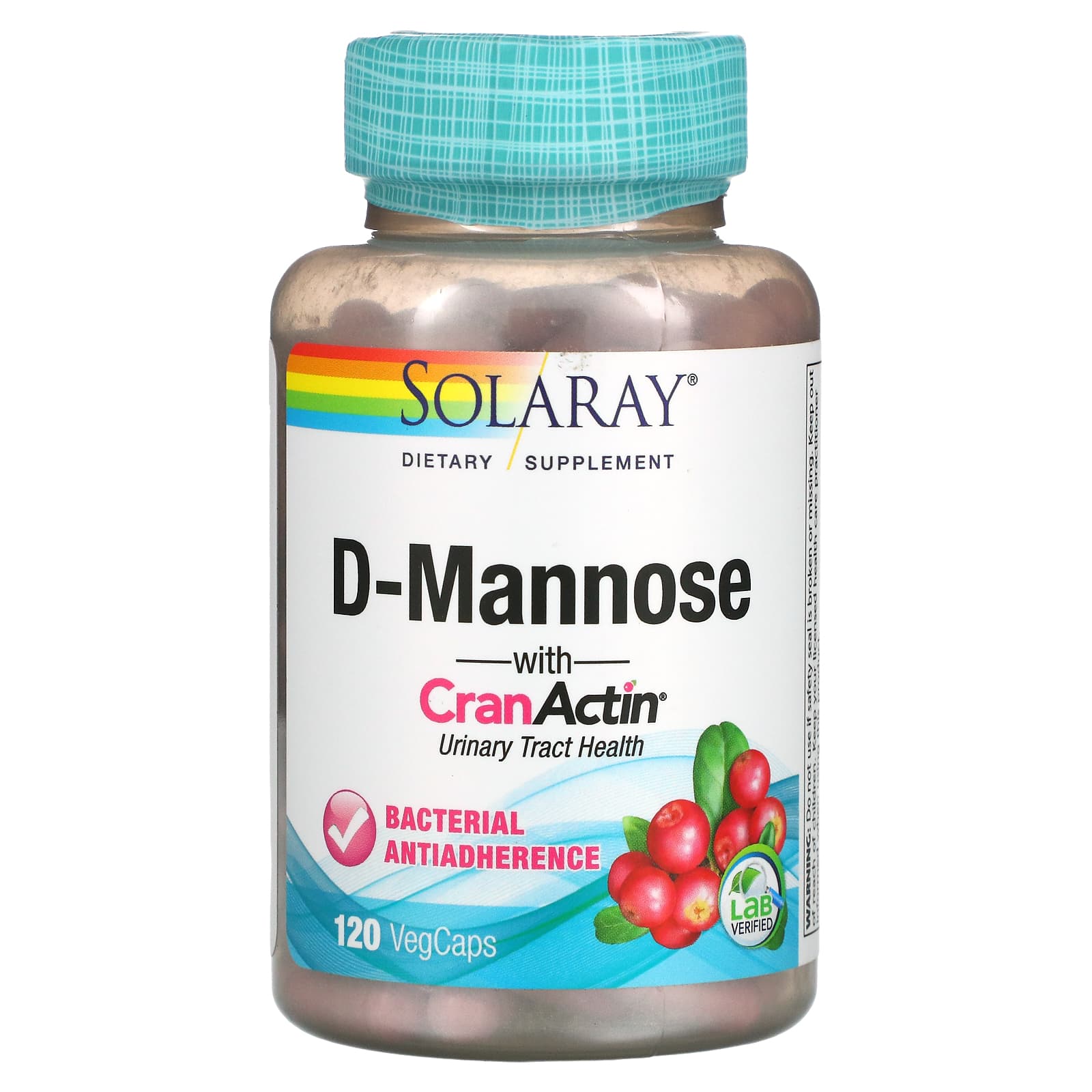 Solaray, D-マンノース、クランアクチン（CranActin）配合、ベジキャップ使用 120 錠