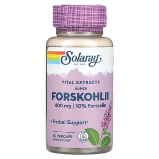 Solaray, Hierbas ayurvédicas, Super forskohlii, 400 mg, 60 cápsulas vegetales