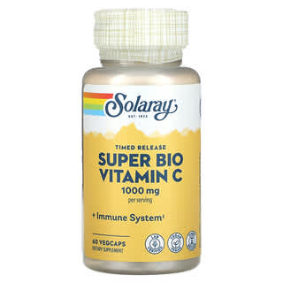 Solaray, Süper Bio C Vitamini, Zamanlı Salım, 1.000 mg, 60 VegCaps (Kapsül başına 500 mg)