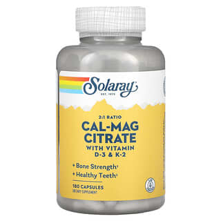 Solaray, Proporción de citrato de Cal-Mag 2:1, 180 cápsulas