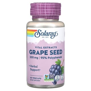 Solaray, Vital Extracts, Grape Seed, lebenswichtige Extrakte, Traubenkerne, 200 mg, 60 pflanzliche Kapseln