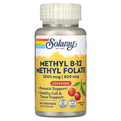 Solaray, Methyl B-12 Methyl Folate, Natural Cherry, 60 Lozenges