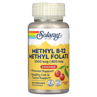 Solaray, Metylofolian B-12, naturalna wiśnia, 60 pastylek do ssania