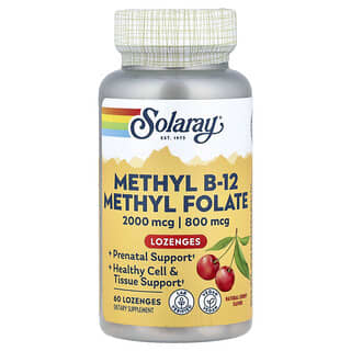 Solaray, Metyl B-12 metylfolat, naturlig kirsebær, 60 sugetabletter