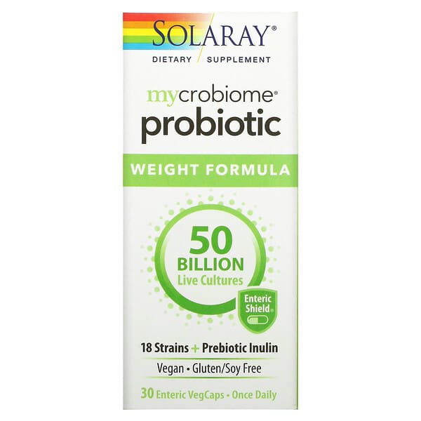 Solaray‏, Mycrobiome Probiotic Weight Formula, 50 Billion, 30 Enteric VegCaps