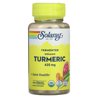 Solaray, Curcuma biologica fermentata, 425 mg, 100 capsule biologiche