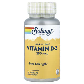 Solaray, Hochwirksames Vitamin D-3, 250 mcg, 60 pflanzliche Kapseln