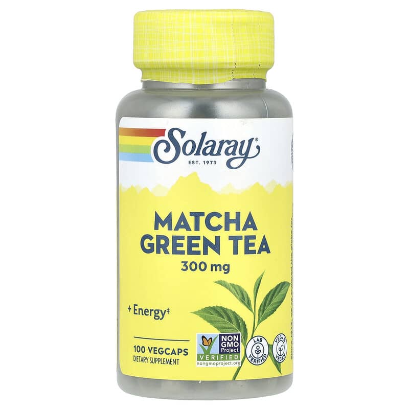 オーガニック栽培の抹茶、300mg、植物性カプセル100錠