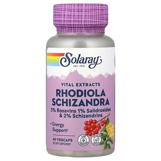 Solaray, Ekstrakty z Rhodiola Schizandra Vital, 60 kapsułek roślinnych