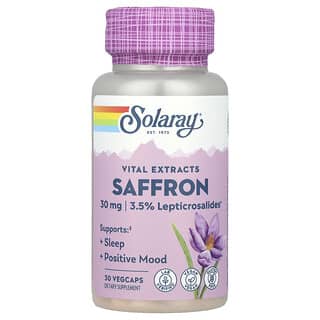 Solaray, Extractos vitales, Azafrán, 30 mg, 30 cápsulas vegetales