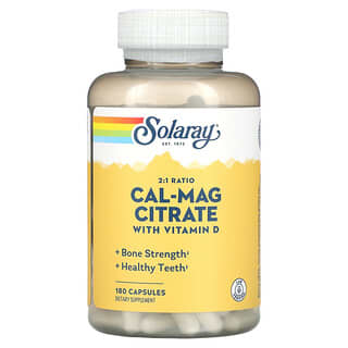 Solaray, Cal-Mag Citrate with Vitamin D-3, 2:1 Ratio , 180 Capsules