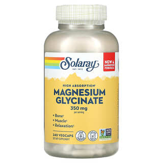 Solaray, Глицинат магния для лучшего усвоения, 350 мг, 240 вегетарианских капсул