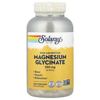 Solaray, Magnesium Glycinate, High Absorption , 350 mg, 240 VegCaps (87.5 mg per Cap)