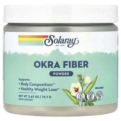 Solaray, Okra Fibre Powder, Unflavoured, 2.63 oz (74.7 g)