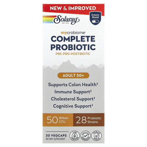 Solaray, Mycrobiome®, Probiotique complet, Adulte de 50 ans et plus, 30 capsules végétales