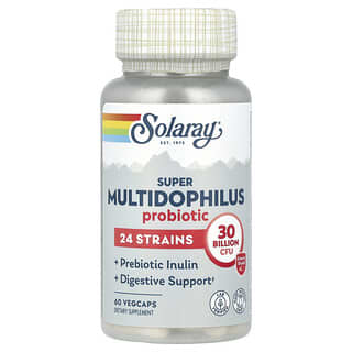 Solaray, Super Multidophilus, 30 млрд, 60 вегетарианских капсул, покрытых кишечнорастворимой оболочкой (15 млрд КОЕ в 1 капсуле)
