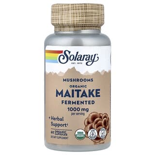 Solaray, Hongos maitake fermentados y orgánicos, 60 cápsulas orgánicas (500 mg por cápsula)