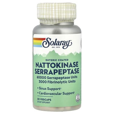 Solaray, Nattokinase Serrapeptase, Enteric Coated, 30 Vegetarian Capsules