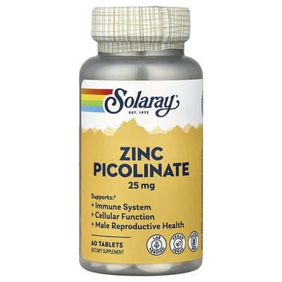 Solaray, Zinc Picolinate, 25 mg, 60 Tablets