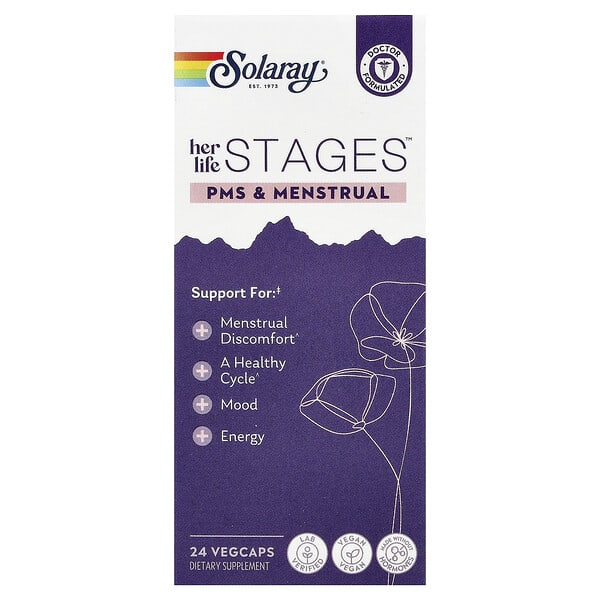 Solaray, Her Life Stages™, PMS & Menstrual, 24 VegCaps — product photo 1