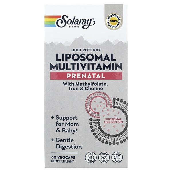 Solaray, High Potency Prenatal Liposomal Multivitamin, 60 VegCaps — product photo 1